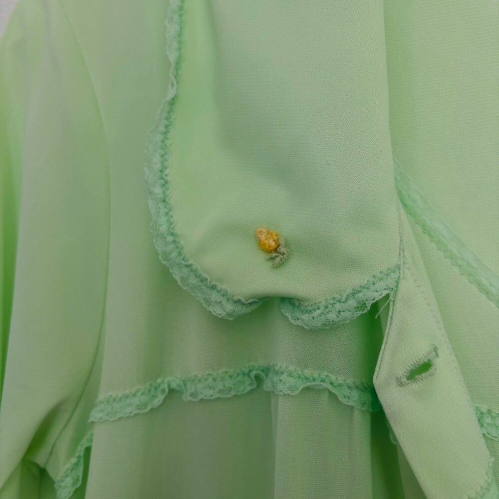 Vintage Womens Night Gown & Robe Set M Light Green Maxi Cottagecore St Patricks - Picture 10 of 15